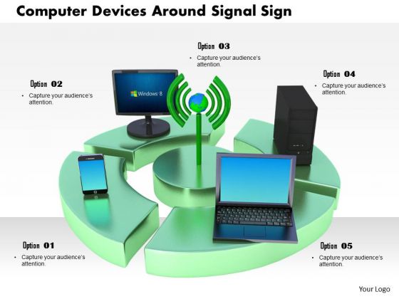 Stock Photo Computer Devices Smartphone Around Signal Sign PowerPoint Slide Stock Photo Computer Devices Smartphone Around Signal Sign PowerPoint Slide