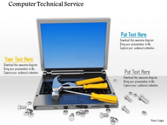 Stock Photo Computer Service Tools Laptop Technical Repair Bolts PowerPoint Slide Stock Photo Computer Service Tools Laptop Technical Repair Bolts PowerPoint Slide