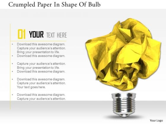 Stock Photo Crumpled Paper In Shape Of Bulb PowerPoint Slide Stock Photo Crumpled Paper In Shape Of Bulb PowerPoint Slide