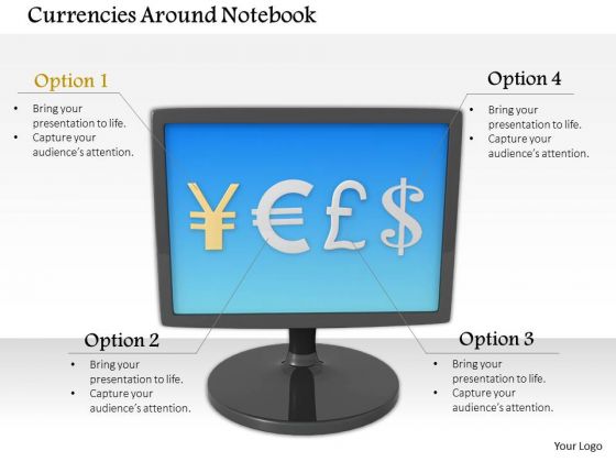 Stock Photo Currencies Symbols On Desktop Screen Finance PowerPoint Slide Stock Photo Currencies Symbols On Desktop Screen Finance PowerPoint Slide