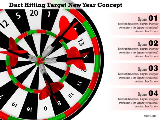 Stock Photo Dart Hitting Target New Year Concept PowerPoint Slide Stock Photo Dart Hitting Target New Year Concept PowerPoint Slide