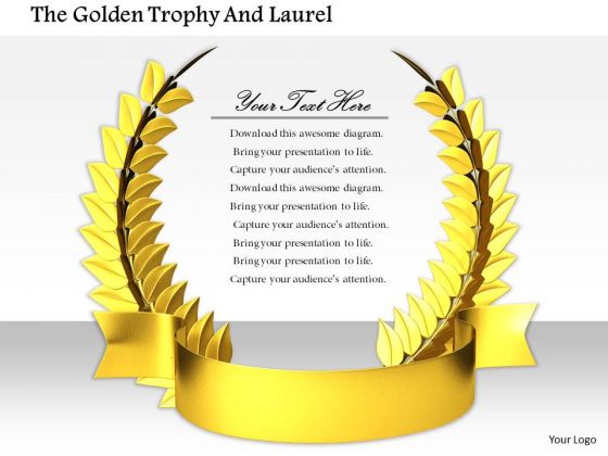 Stock Photo Design Of Golden Wreath Award Pwerpoint Slide