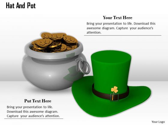 Stock Photo Design Of Money Pot With Hat PowerPoint Slide