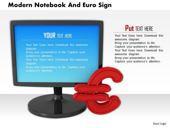 Stock Photo Desktop With Euro Symbol Finance Technology PowerPoint Slide Stock Photo Desktop With Euro Symbol Finance Technology PowerPoint Slide