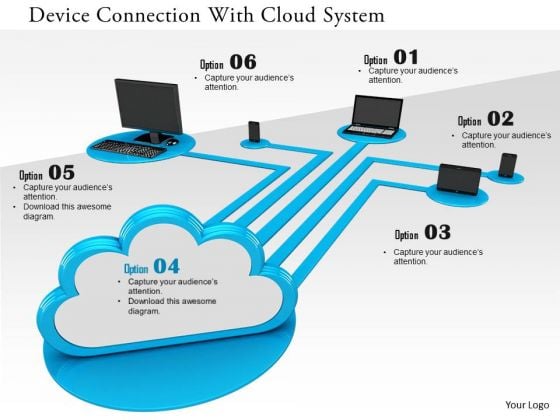 Stock Photo Device Connection With Cloud System PowerPoint Slide