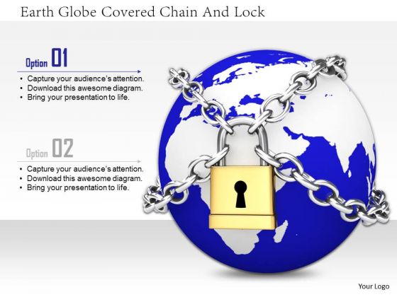 Stock Photo Earth Globe Covered Chain And Lock Image Graphics For PowerPoint Slide Stock Photo Earth Globe Covered Chain And Lock Image Graphics For PowerPoint Slide