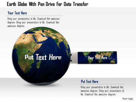 Stock Photo Earth Globe With Pen Drive For Data Transfer PowerPoint Slide Stock Photo Earth Globe With Pen Drive For Data Transfer PowerPoint Slide
