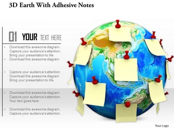 Stock Photo Earth Globe With Various Sticky Notes PowerPoint Slide Stock Photo Earth Globe With Various Sticky Notes PowerPoint Slide