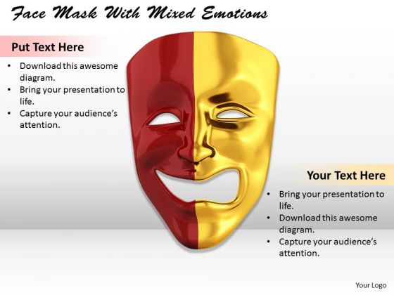 Stock Photo Face Mask With Mixed Emotions PowerPoint Template Stock Photo Face Mask With Mixed Emotions PowerPoint Template