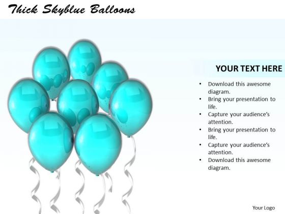 Stock Photo Flying Blue Balloons For Celebration Pwerpoint Slide