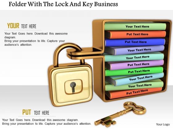 Stock Photo Folder With The Lock And Key Business PowerPoint Slide Stock Photo Folder With The Lock And Key Business PowerPoint Slide