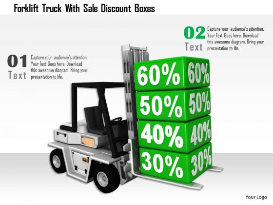 Stock Photo Forklift Truck With Sale Discount Boxes PowerPoint Slide