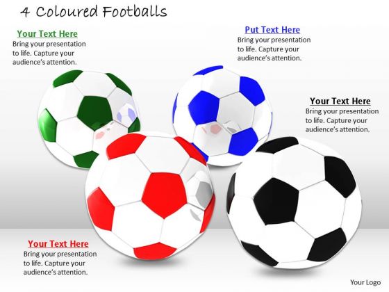 Stock Photo Four Colors Footballs For Game PowerPoint Slide Stock Photo Four Colors Footballs For Game PowerPoint Slide