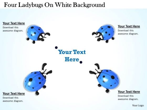 Stock Photo Four Ladybugs On White Background PowerPoint Template Stock Photo Four Ladybugs On White Background PowerPoint Template