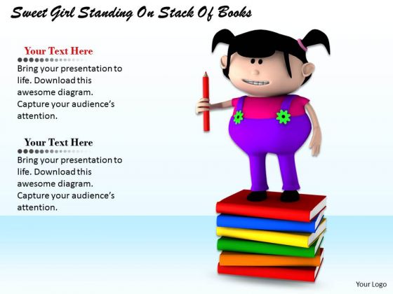 Stock Photo Girl Child Standing On Stack Of Books Pwerpoint Slide Stock Photo Girl Child Standing On Stack Of Books Pwerpoint Slide