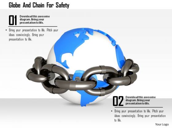 Stock Photo Globe And Chain For Safety Image Graphics For PowerPoint Slide
