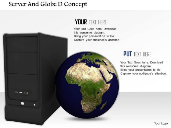 Stock Photo Globe With Computer Server PowerPoint Slide Stock Photo Globe With Computer Server PowerPoint Slide