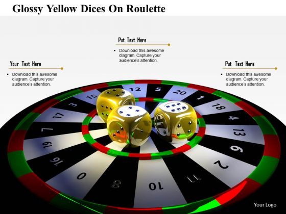 Stock Photo Glossy Yellow Dices On Roulette PowerPoint Slide