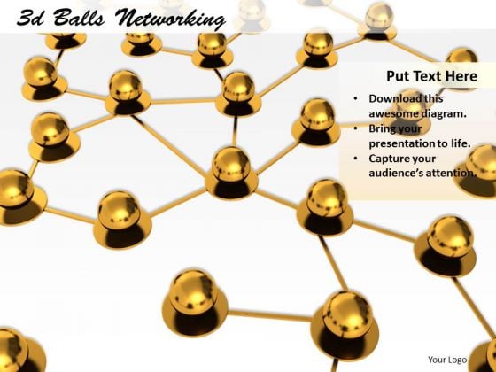Stock Photo Golden Balls Connected In Network PowerPoint Slide Stock Photo Golden Balls Connected In Network PowerPoint Slide