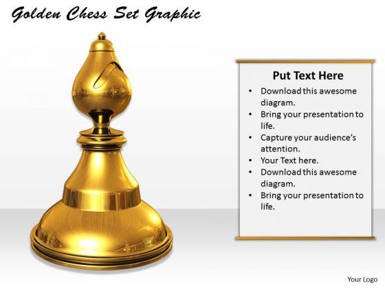 Stock Photo Golden Chess Set Graphic PowerPoint Template