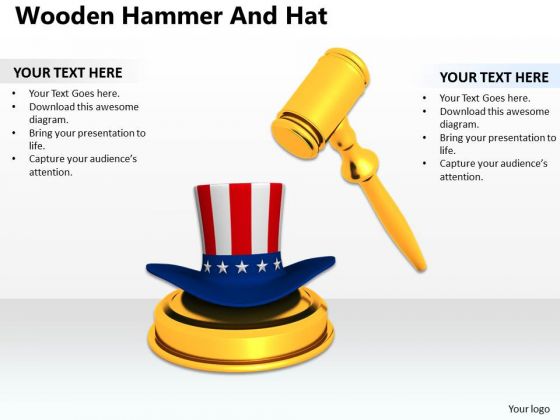 Stock Photo Golden Gavel With American Hat PowerPoint Slide Stock Photo Golden Gavel With American Hat PowerPoint Slide