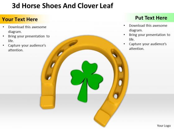 Stock Photo Golden Horse Shoe With Clover Leaf PowerPoint Slide Stock Photo Golden Horse Shoe With Clover Leaf PowerPoint Slide