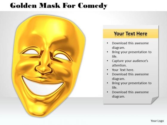 Stock Photo Golden Mask For Comedy PowerPoint Template Stock Photo Golden Mask For Comedy PowerPoint Template