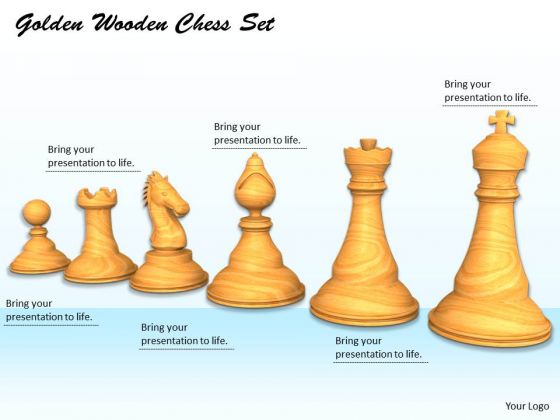 Stock Photo Golden Wooden Chess Set PowerPoint Template Stock Photo Golden Wooden Chess Set PowerPoint Template