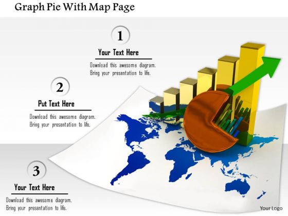 Stock Photo Graph Pie With Map Page PowerPoint Slide Stock Photo Graph Pie With Map Page PowerPoint Slide