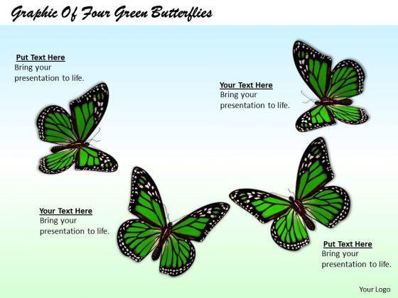 Stock Photo Graphic Of Four Green Butterflies PowerPoint Template Stock Photo Graphic Of Four Green Butterflies PowerPoint Template