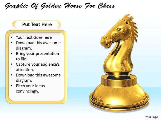 Stock Photo Graphic Of Golden Horse For Chess PowerPoint Template Stock Photo Graphic Of Golden Horse For Chess PowerPoint Template