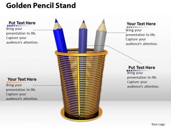 Stock Photo Graphics Of Golden Pencil Stand PowerPoint Slide Stock Photo Graphics Of Golden Pencil Stand PowerPoint Slide