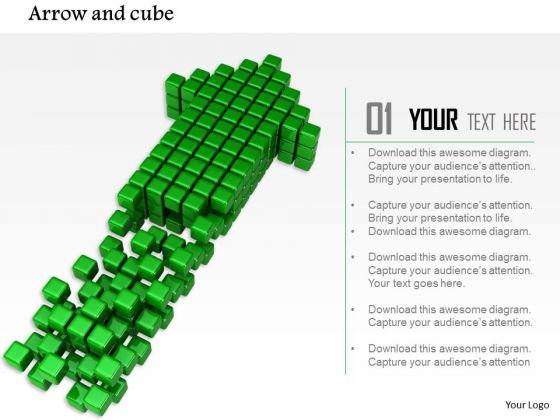 Stock Photo Green Arrow Made With Cubes PowerPoint Slide Stock Photo Green Arrow Made With Cubes PowerPoint Slide