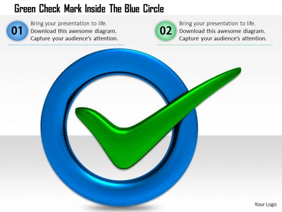 Stock Photo Green Check Mark Inside The Blue Circle PowerPoint Slide Stock Photo Green Check Mark Inside The Blue Circle PowerPoint Slide