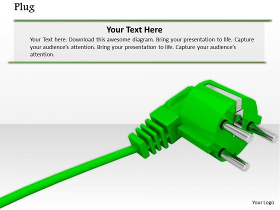 Stock Photo Green Electricity Plug On White Background PowerPoint Slide Stock Photo Green Electricity Plug On White Background PowerPoint Slide