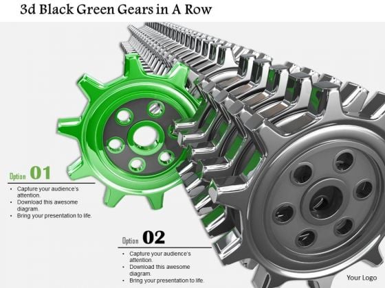 Stock Photo Green Gear Coming Out From Black Gears PowerPoint Slide Stock Photo Green Gear Coming Out From Black Gears PowerPoint Slide