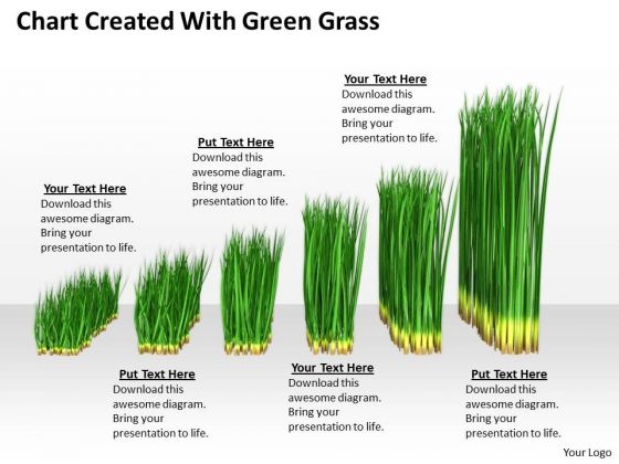 Stock Photo Green Grass Business Growth Chart PowerPoint Slide