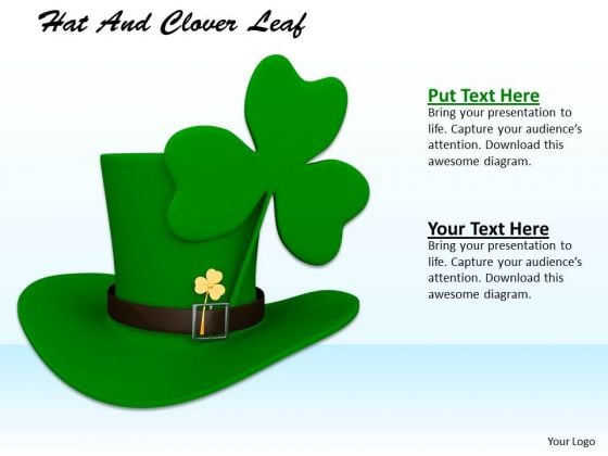 Stock Photo Green Hat With Clover Leaf PowerPoint Slide