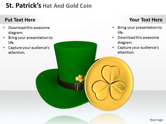 Stock Photo Green Irish Hat With Gold Coin PowerPoint Slide