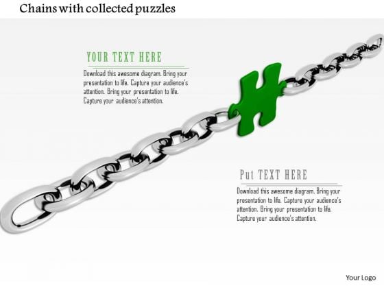 Stock Photo Green Puzzle Link In Silver Chain PowerPoint Slide Stock Photo Green Puzzle Link In Silver Chain PowerPoint Slide