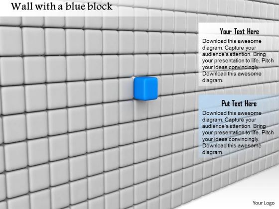 Stock Photo Grey Cube Wall With Blue Cube In Center PowerPoint Slide Stock Photo Grey Cube Wall With Blue Cube In Center PowerPoint Slide