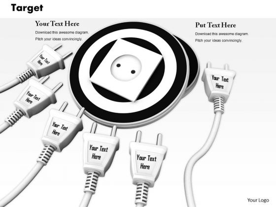 Stock Photo Group Of White Plugs Moving Towards Target Socket PowerPoint Slide Stock Photo Group Of White Plugs Moving Towards Target Socket PowerPoint Slide