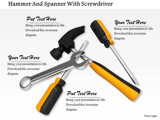Stock Photo Hammer And Spanner With Screwdrivers PowerPoint Slide Stock Photo Hammer And Spanner With Screwdrivers PowerPoint Slide