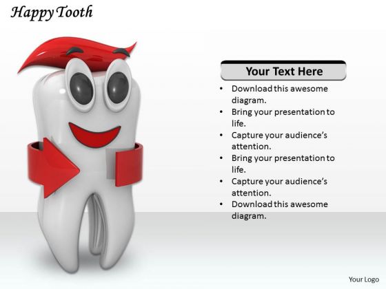 Stock Photo Happy Tooth On White Background PowerPoint Slide