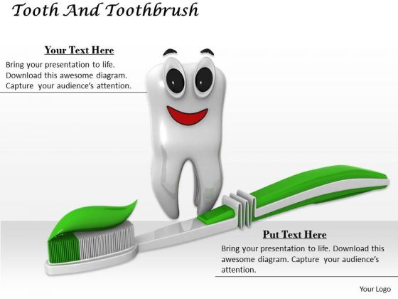 Stock Photo Happy Tooth With Toothbrush Pwerpoint Slide Stock Photo Happy Tooth With Toothbrush Pwerpoint Slide