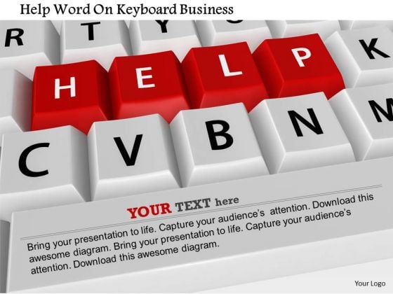 Stock Photo Help Word On Keyboard Business PowerPoint Slide