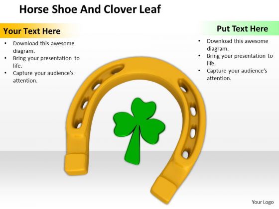 Stock Photo Horse Shoe And Clover Leaf PowerPoint Template Stock Photo Horse Shoe And Clover Leaf PowerPoint Template
