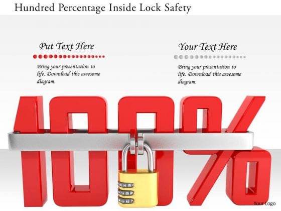 Stock Photo Hundred Percentage Inside Lock Safety PowerPoint Slide Stock Photo Hundred Percentage Inside Lock Safety PowerPoint Slide
