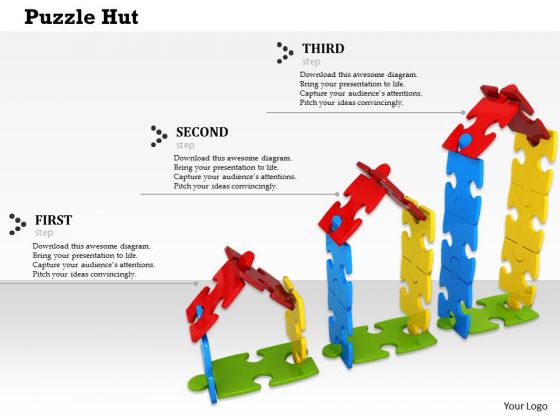 Stock Photo Huts Made Of Puzzle Pieces PowerPoint Slide Stock Photo Huts Made Of Puzzle Pieces PowerPoint Slide