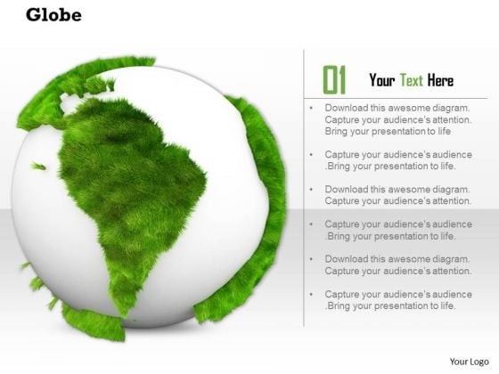 Stock Photo Illustration Of Green And White Globe PowerPoint Slide